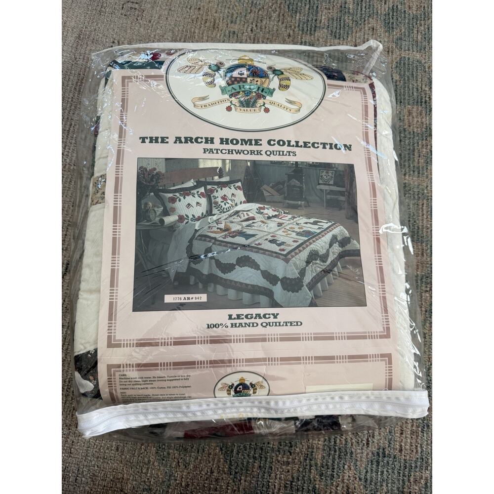 VINTAGE ARCH HOME COLLECTION LEGACY HAND QUILTED AMERICANA PATCHWORK QUILT SET